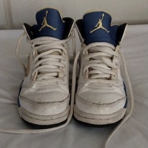 Air Jordan 5 Retro White/blue/yellow size 12.5c
